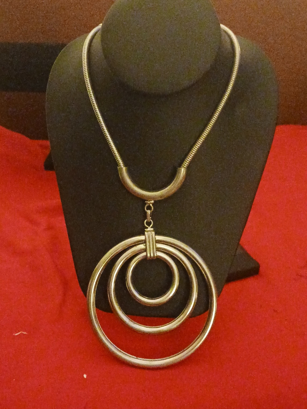 Gold-Tone Triple Hoop Pendant Necklace - Women Jewelry
